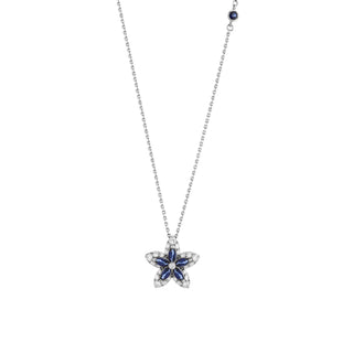 APPLE SEED POMANO GOLD DIAMOND SAPPHIRE NECKLACE