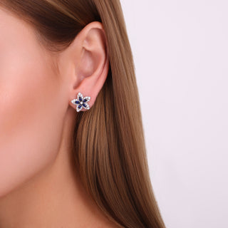 APPLE SEED POMANO GOLD DIAMOND SAPPHIRE SINGLE EARRING