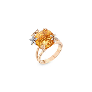 APPLE SEED TARA GOLD DIAMOND CITRINE RING