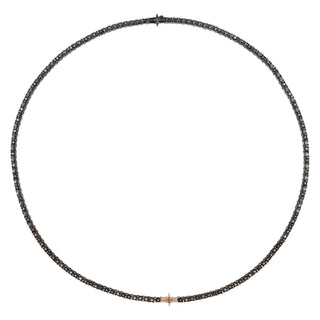 CHAIN GOLD & SILVER COGNAC DIAMOND SMOKY TOPAZ NECKLACE