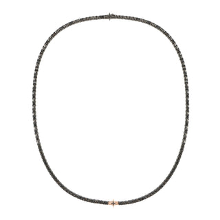 CHAIN GOLD & SILVER BLACK DIAMOND NECKLACE