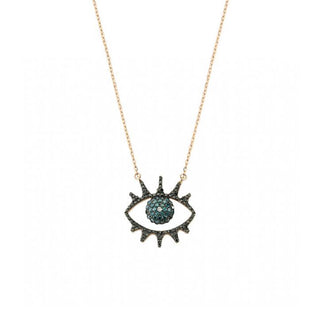 EYE LIGHT GOLD BLACK DIAMOND NECKLACE Bee Goddess