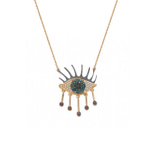 EYE LIGHT GOLD DIAMOND NECKLACE Bee Goddess