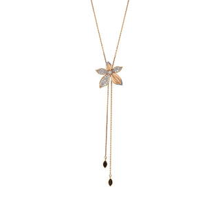 GLORIA GOLD & SILVER DIAMOND SMOKY TOPAZ NECKLACE