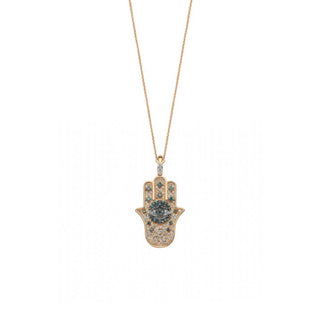 HAMSA BLUE DIAMOND NECKLACE Bee Goddess