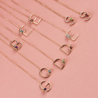 LETTER G GOLD DIAMOND AMETHYST NECKLACE