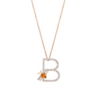 LETTER B GOLD DIAMOND NECKLACE