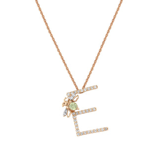 LETTER M XSMALL GOLD CITRINE DIAMOND NECKLACE