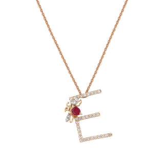 LETTER XSMALL RUBY DIAMOND NECKLACE