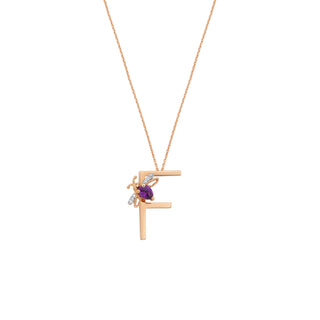 LETTER F GOLD AMETHYST NECKLACE