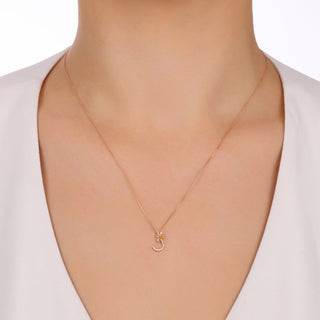 LETTER J XSMALL CITRINE GOLD DIAMOND NECKLACE