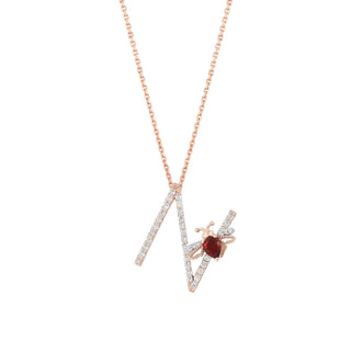 LETTER N GOLD DIAMOND NECKLACE