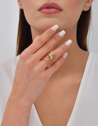 HONEYCOMB GOLD DIAMOND RING Bee Goddess