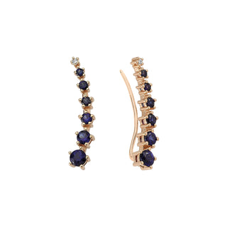 AIR LONG STONE SAPPHIRE DIAMOND SINGLE EARRING