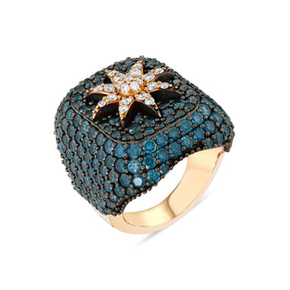 VENUS STAR GOLD BLUE DIAMOND RING