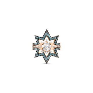 VENUS STAR GOLD BLUE DIAMOND RING