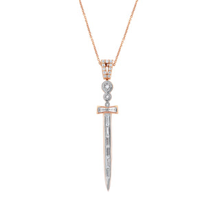 SWORD FULL BAGUETTE DIAMOND NECKLACE