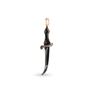 DAGGER GOLD & SILVER BLACK DIAMOND RUBY PENDANT
