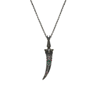 SWORD BLACK DIAMOND EMERALD RUBY GUM NECKLACE