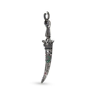 SWORD BLACK DIAMOND EMERALD RUBY PENDANT