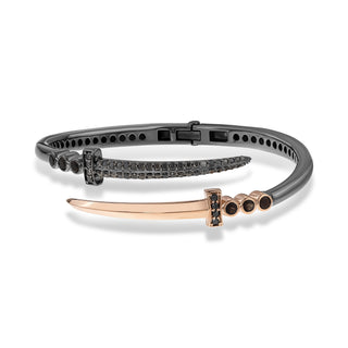 SWORD GOLD BLACK DIAMOND SMOKY TOPAZ BRACELET