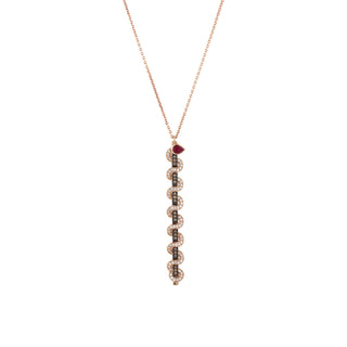 KUNDALINI GODDESS GOLD COGNAC DIAMOND RUBY NECKLACE