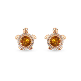 TURTLE GOLD DIAMOND CITRINE EARRINGS