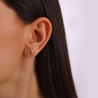 TURTLE GOLD DIAMOND CITRINE EARRINGS