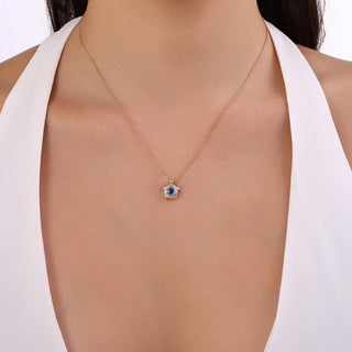 TURTLE GOLD DIAMOND BLUE TOPAZ NECKLACE