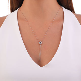 TURTLE GOLD DIAMOND BLUE TOPAZ HAND CHAIN
