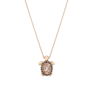 TURTLE GOLD COGNAC DIAMOND MORGANITE NECKLACE