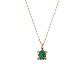 TURTLE GOLD EMERALD NECKLACE