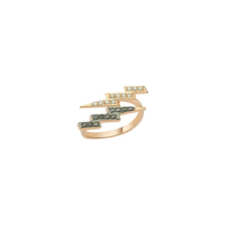 LIGHTNING GOLD BLACK DIAMOND RING Bee Goddess