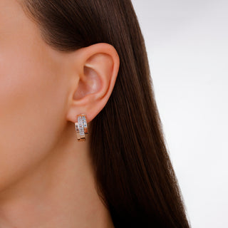 MONDRIAN RAINBOW GOLD BAGUETTE DIAMOND BLUE TOPAZ EARRINGS