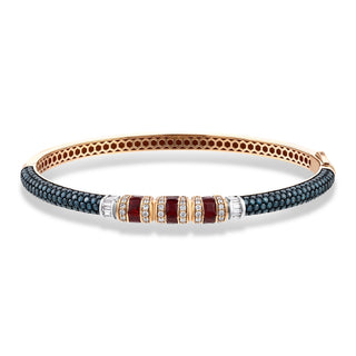 MONDRIAN GOLD BAGUETTE RUBY BLUE DIAMOND BRACELET