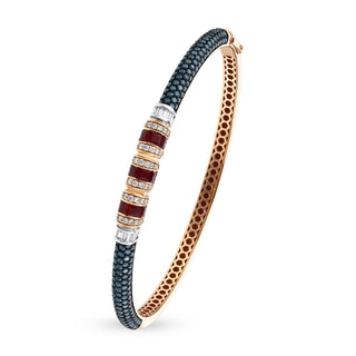 MONDRIAN GOLD BAGUETTE RUBY BLUE DIAMOND BRACELET