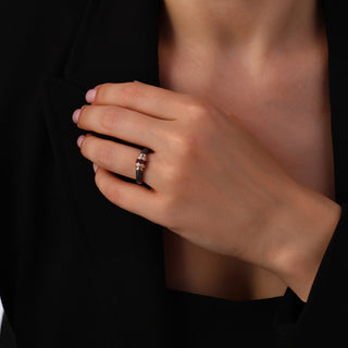MONDRIAN GOLD BLACK DIAMOND RUBY RING