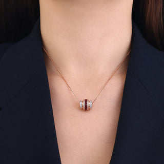 MONDRIAN GOLD BAGUETTE DIAMOND RUBY NECKLACE