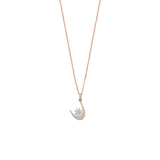 THE MOON AND THE NORTH STAR GOLD DIAMOND NECKLACE | MNSFPXSGKL-GOLD