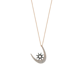THE MOON AND THE NORTH STAR GOLD DIAMOND NECKLACE | MSLPSPGKL-GOLD