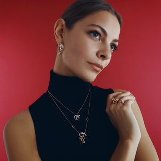 HONEYCOMB HOOP GOLD DIAMOND SMALL EARRINGS