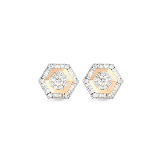 HONEYCOMB SIGNATURE 18K GOLD PAVÊ BAGUETTE DIAMOND EARRINGS