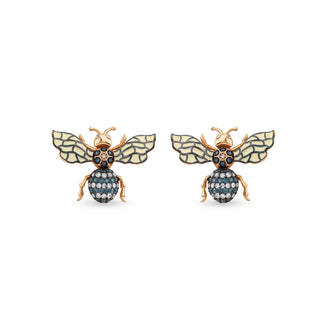 QUEEN BEE MINDY 18K GOLD BLUE DIAMOND EARRING