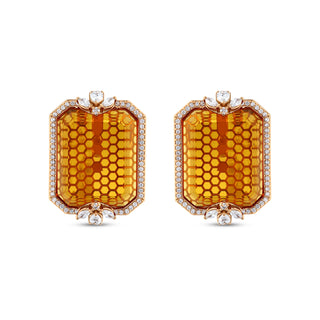 QUEEN BEE 18K GOLD CITRINE DIAMOND EARRING