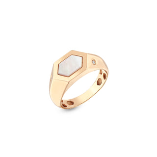 HONEYCOMB MOTHER OF PEARL PINKY RING