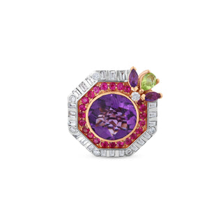 HONEYCOMB GOLD DIAMOND PINK SAPPHIRE RING