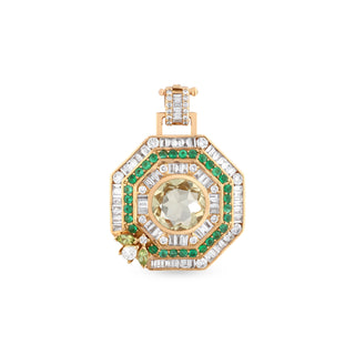 HONEYCOMB 18K GOLD DIAMOND PERIDOT EMERALD PENDANT
