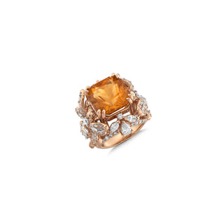QUEEN BEE ARINNA GLAMOUR GOLD DIAMOND CITRINE RING