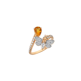 QUEEN BEE MELISSA GOLD BLACK DIAMOND CITRINE RING