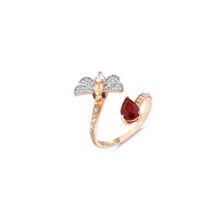 QUEEN BEE MELISSA GOLD DIAMOND RUBY RING